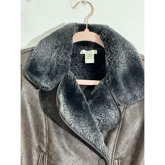 Womans Cache Moto Sweater Jacket Brown Lined Snap Front Closure Wool Blend Xs - Picture 3 of 9